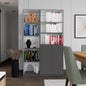 Micco 2 Piece 2 Piece Home Bookcase set, 42" Wide  with 8 Shelves and Double Door Cabinet, Living Room Set Matte Gray - White