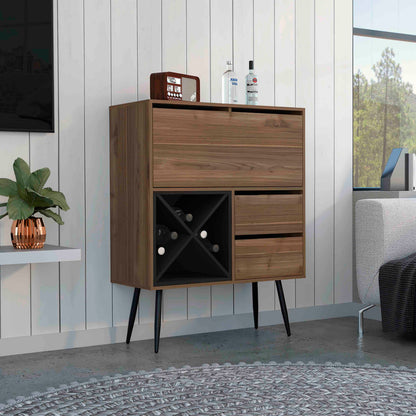 Prunus Bar Cabinet, One Cabinet, Two Drawers Mahogany / Black