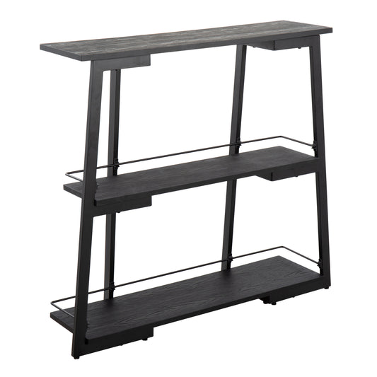 Converge Bookcase in Black Steel and Black Bamboo