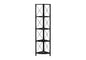 Bookshelf, Bookcase, Etagere, Corner, 4 Tier, 60"h, Office, Bedroom, Black Marble Look Laminate, Black Metal, Contemporary, Modern