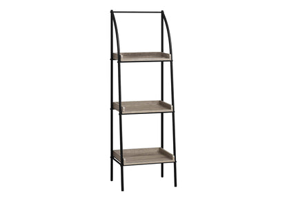 Bookshelf, Bookcase, Etagere, Corner, 3 Tier, 48"h, Office, Bedroom, Brown Laminate, Black Metal, Contemporary, Modern