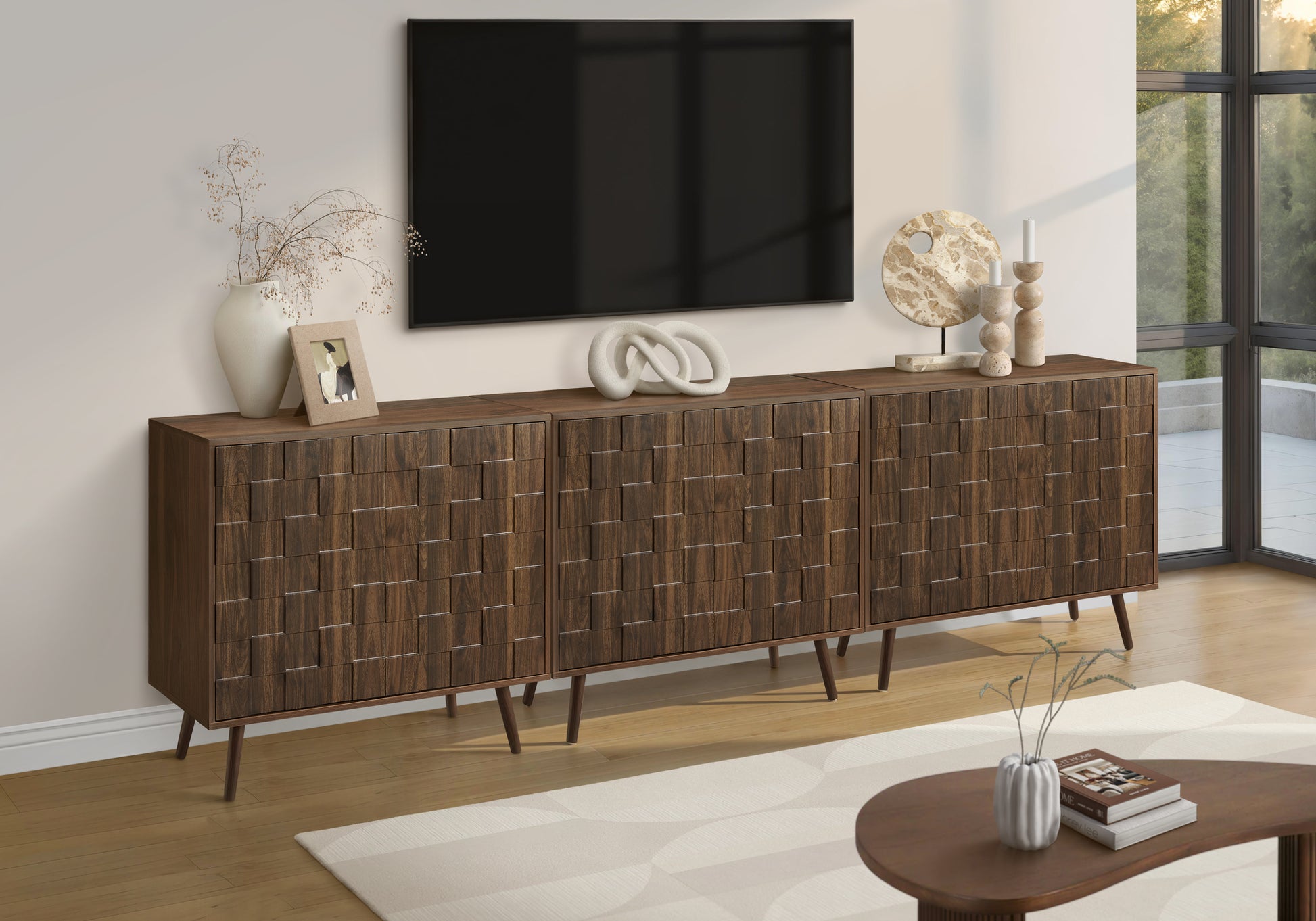 Dark Walnut Accent Chest Sideboard, 35.5" Wide Storage Cabinet for Living Room