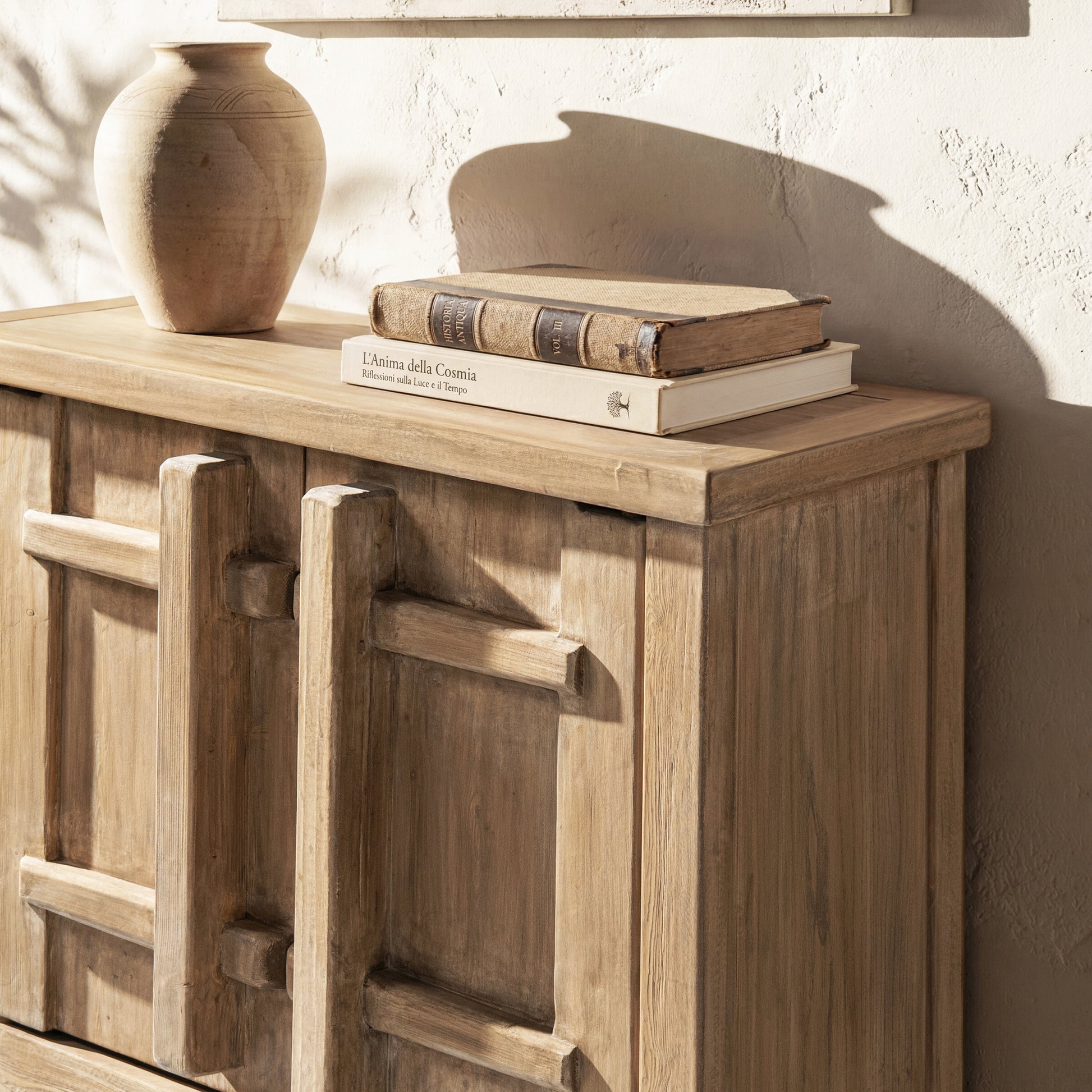 Rowan 48" Solid Reclaimed Pine 2-Door Accent Cabinet - Natural Brown for Living Room