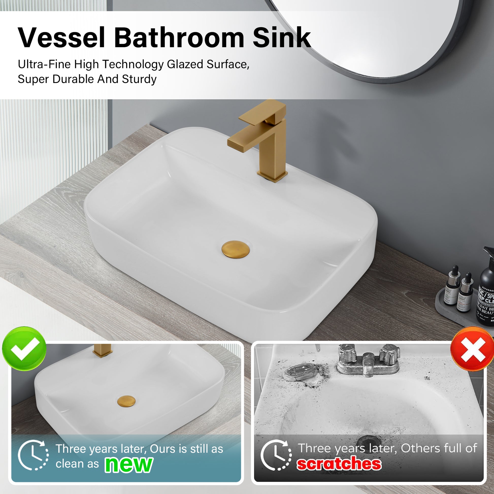 White Ceramic Bathroom Vanity Sink - Modern Design