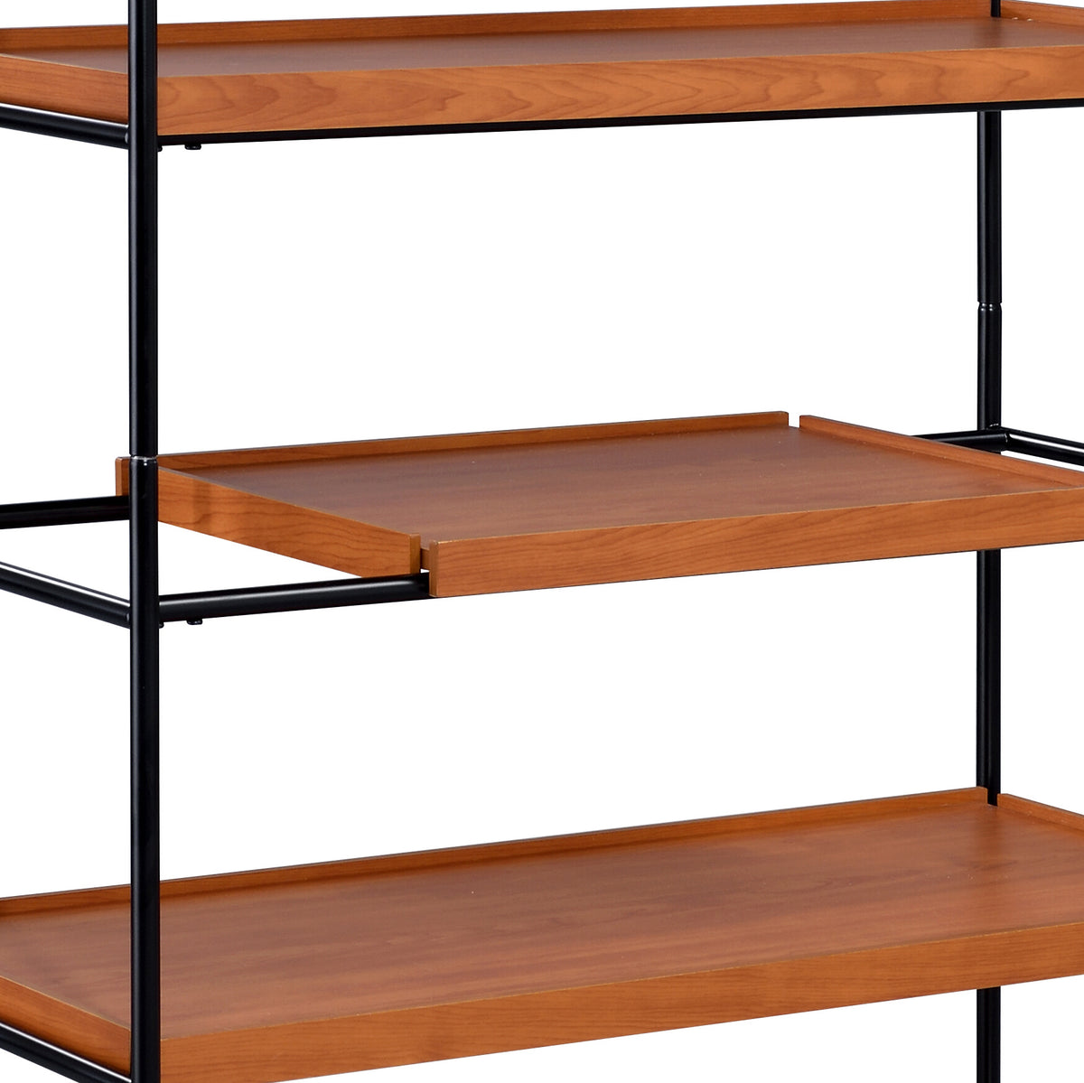 Oaken Honey Oak Bookshelf - Black Metal Display Shelf