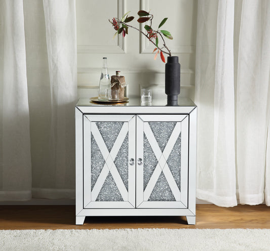 Noralie Mirrored & Faux Diamonds Console Cabinet