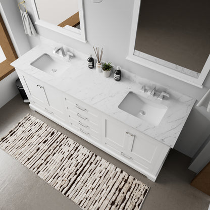 White Double Bath Vanity - 80" Wide Storage Cabinet