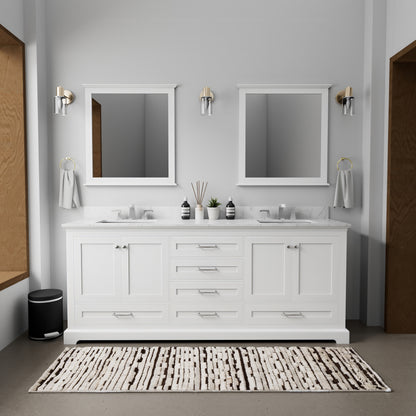 White Double Bath Vanity - 80" Wide Storage Cabinet