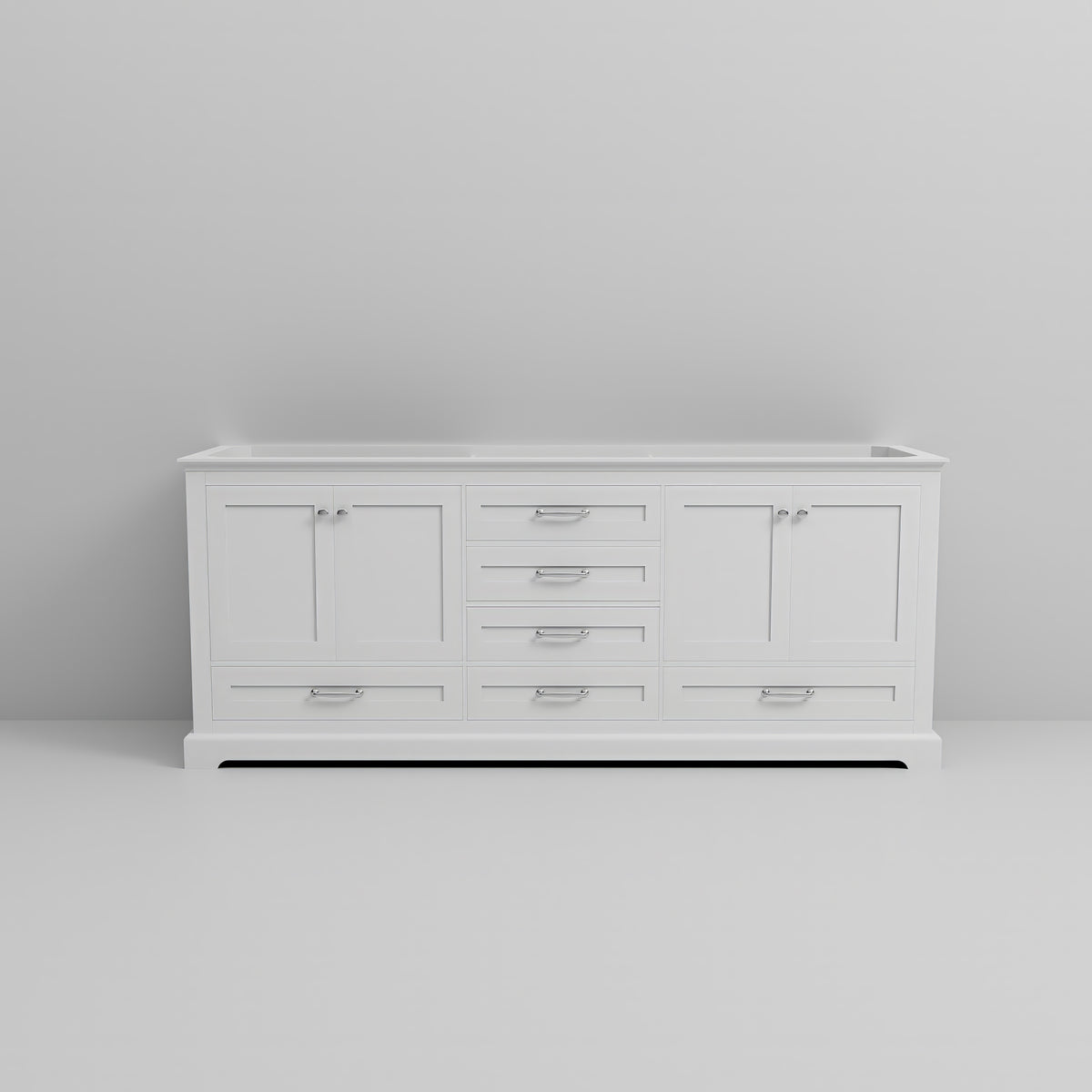 White Double Bath Vanity - 80" Wide Storage Cabinet