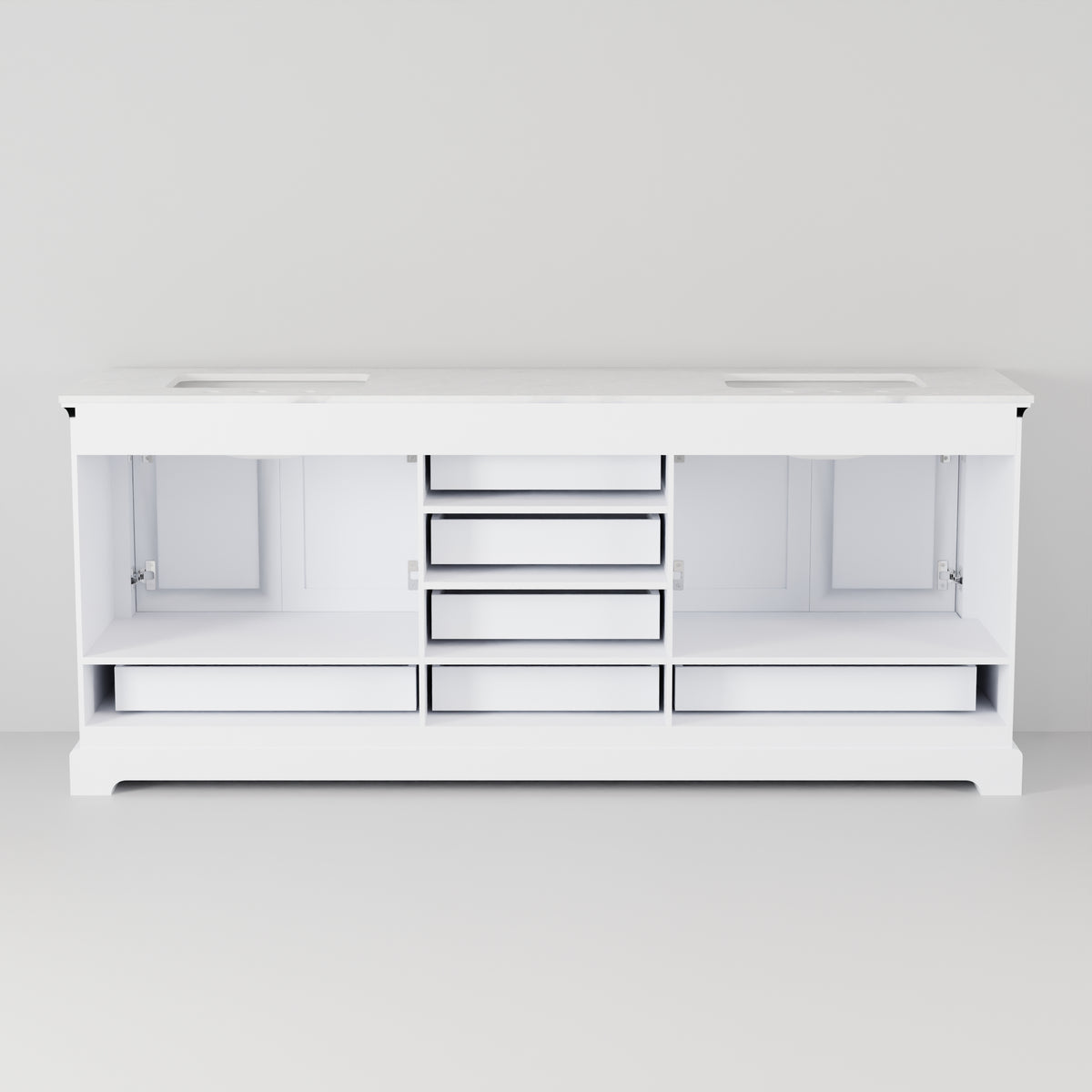 White Double Bath Vanity - 80" Wide Storage Cabinet