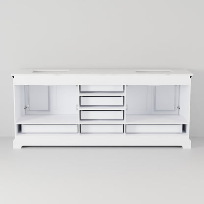 White Double Bath Vanity - 80" Wide Storage Cabinet