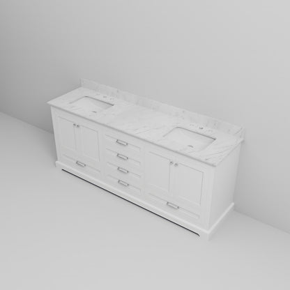 White Double Bathroom Vanity with Marble Top