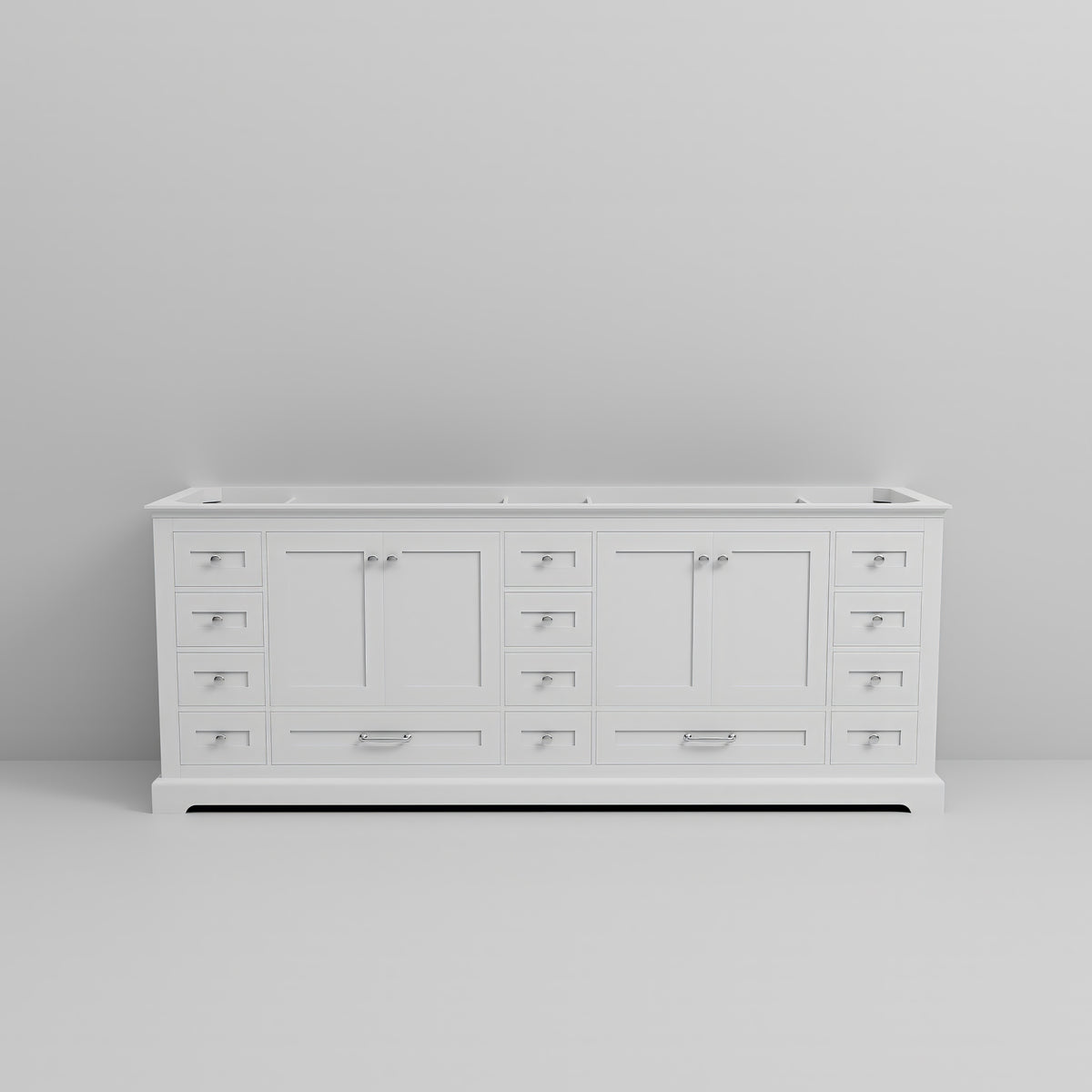 White Double Bath Vanity - 84" Wide Storage Cabinet