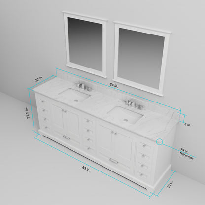 White Double Bath Vanity - 84" Wide Storage Cabinet