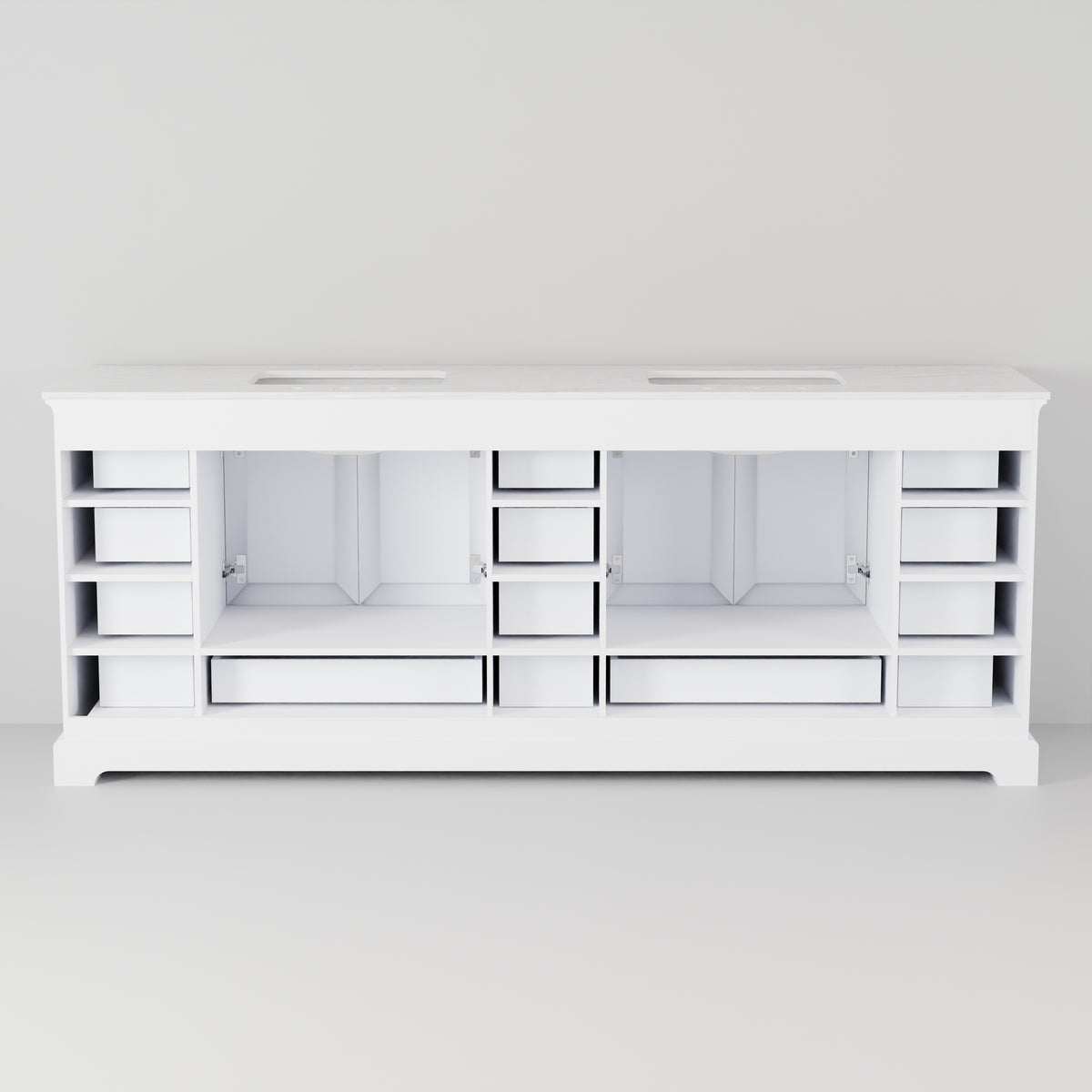 White Double Bath Vanity - 84" Wide Storage Cabinet