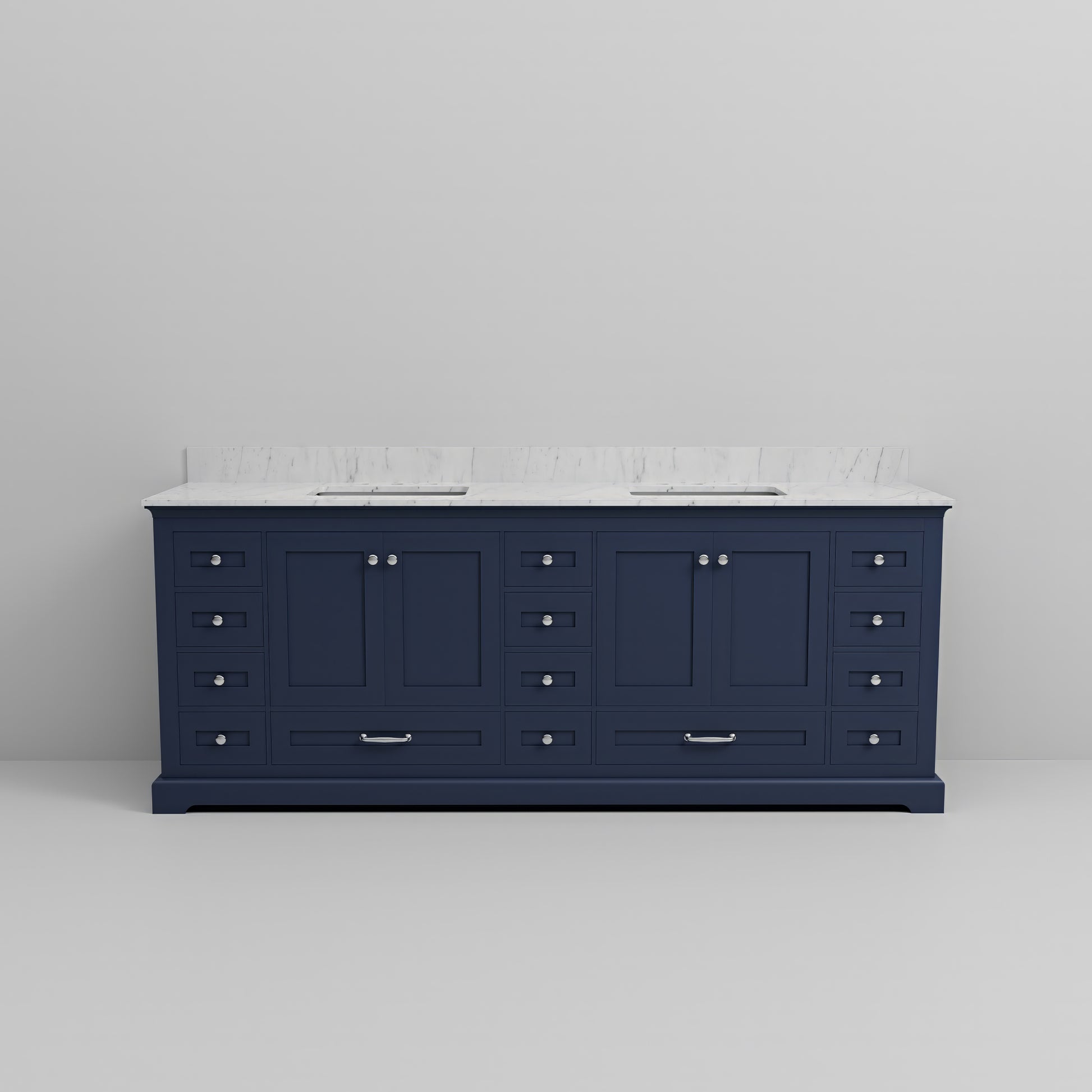 Navy Blue Double Bathroom Vanity - 84 Inch Wide