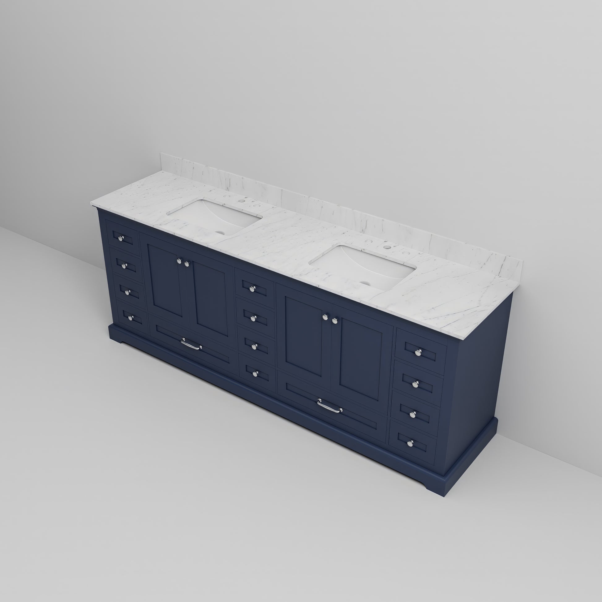 Navy Blue Double Bathroom Vanity - 84 Inch Wide
