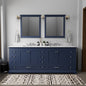 Navy Blue Double Bath Vanity 84 in. W x 22 in. D, with Carrara Marble Top