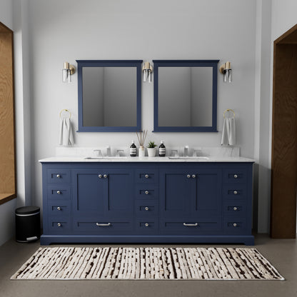 Navy Blue Double Bathroom Vanity with Marble Top