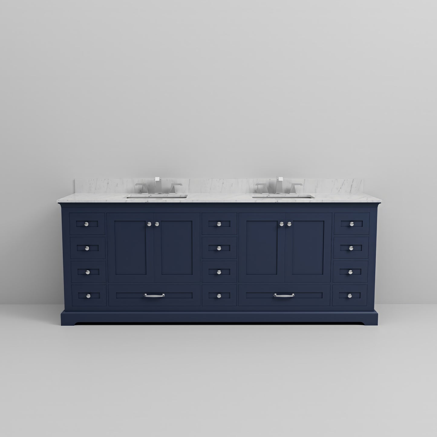 Navy Blue Double Bathroom Vanity with Marble Top