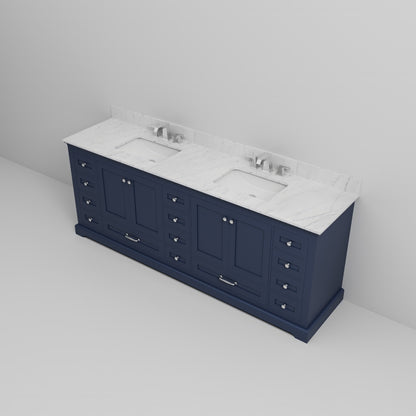 Navy Blue Double Bathroom Vanity with Marble Top