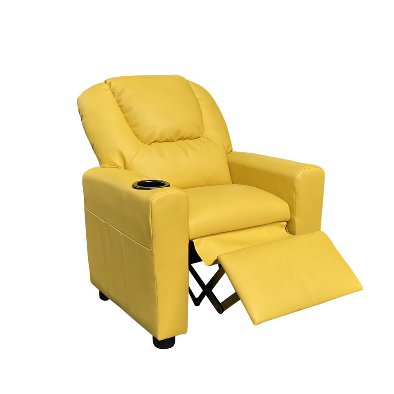 Yellow PU Leather Kids Recliner Chair - 23" Wide