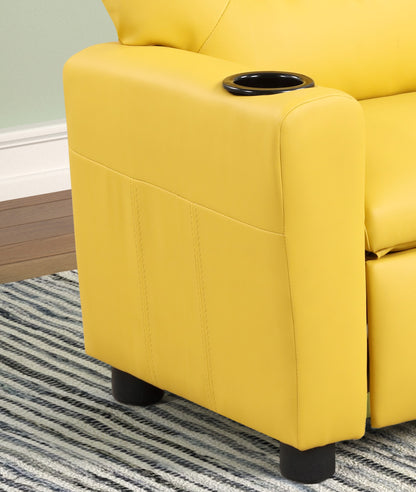 Yellow PU Leather Kids Recliner Chair - 23" Wide