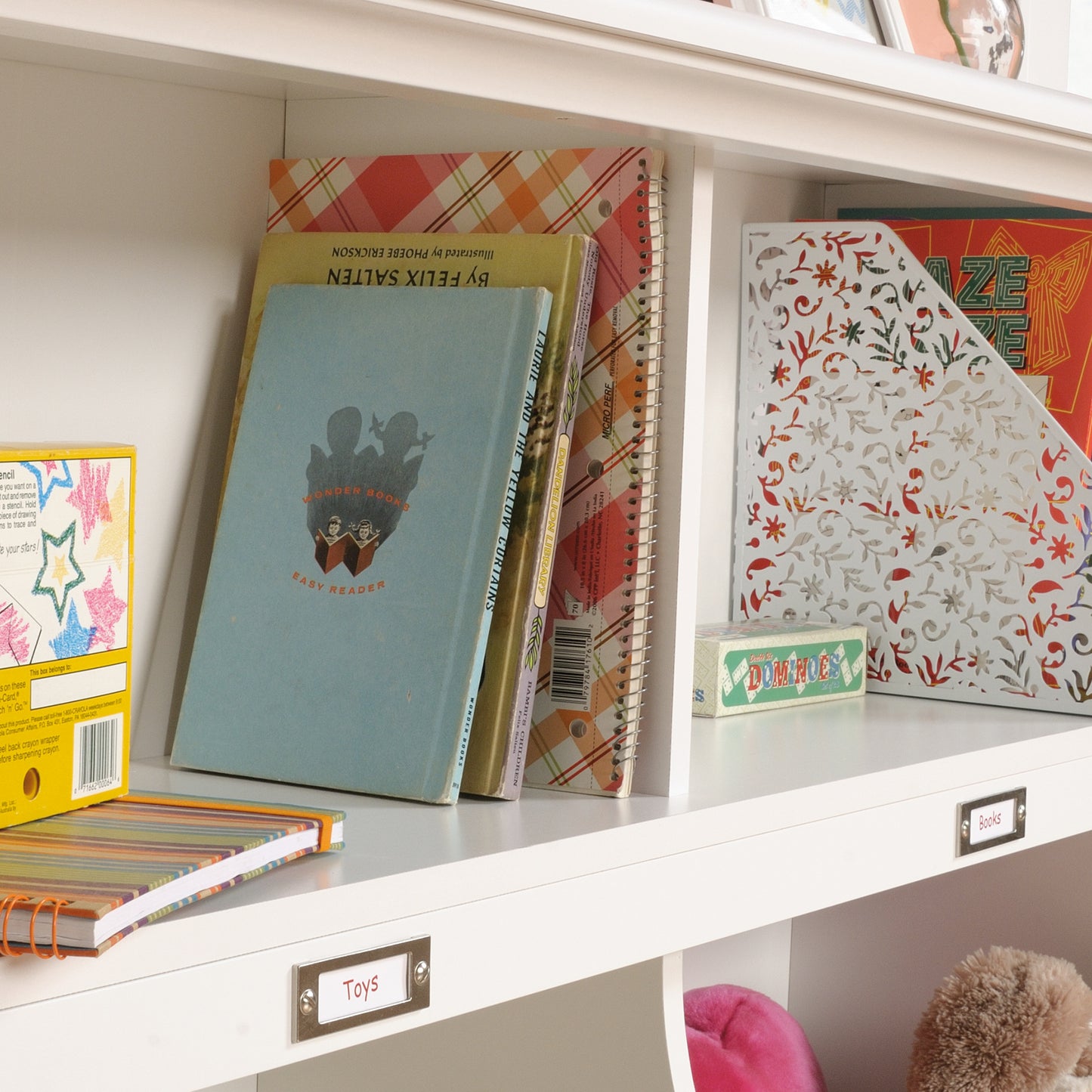 White 2-Shelf Bookcase for Kids Room Storage for Living Room