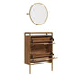 Wall-mounted Shoe Cabinet with Mirror, Brown finish