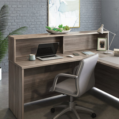 70" Brown Office Hutch with 4 Shelves
