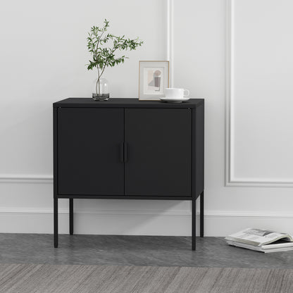 Black Steel Accent Cabinet - 23.6" Storage Unit