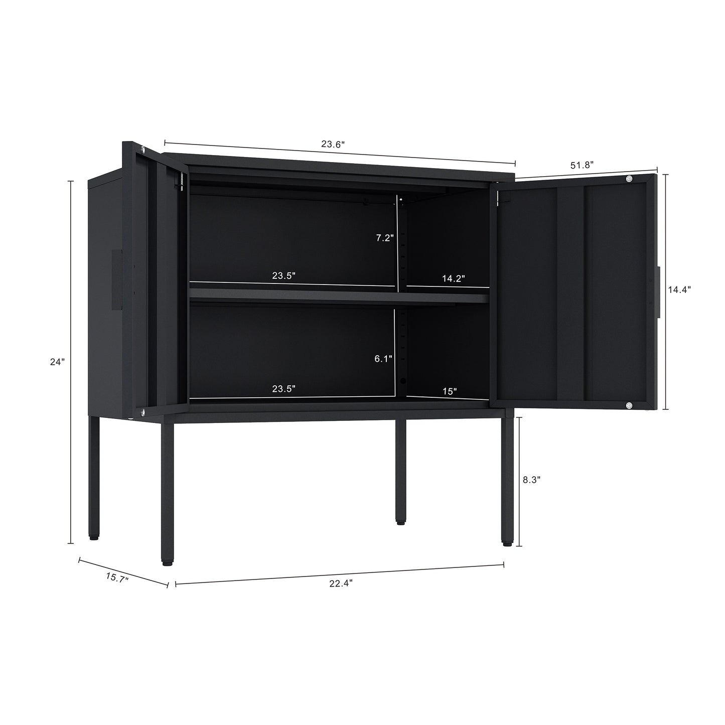 Black Steel Accent Cabinet - 23.6" Storage Unit