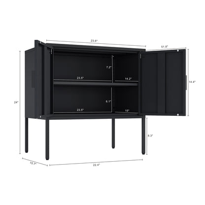 Black Steel Accent Cabinet - 23.6" Storage Unit