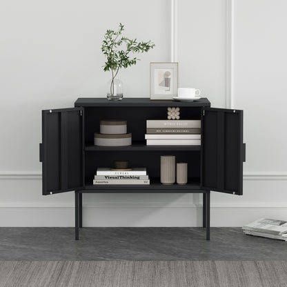 Black Steel Accent Cabinet - 23.6" Storage Unit