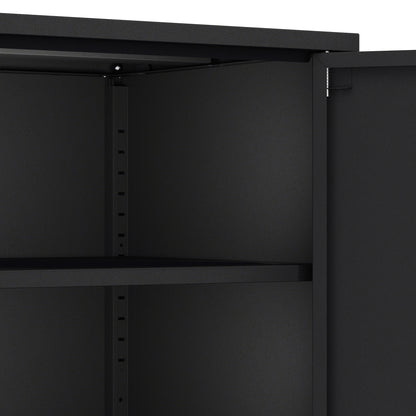 Black Steel Accent Cabinet - 23.6" Storage Unit