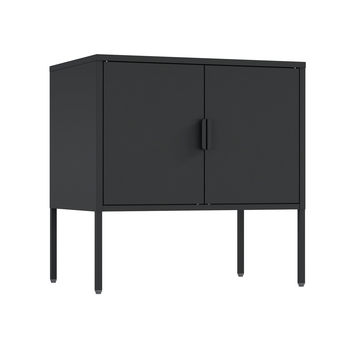 Black Steel Accent Cabinet - 23.6" Storage Unit