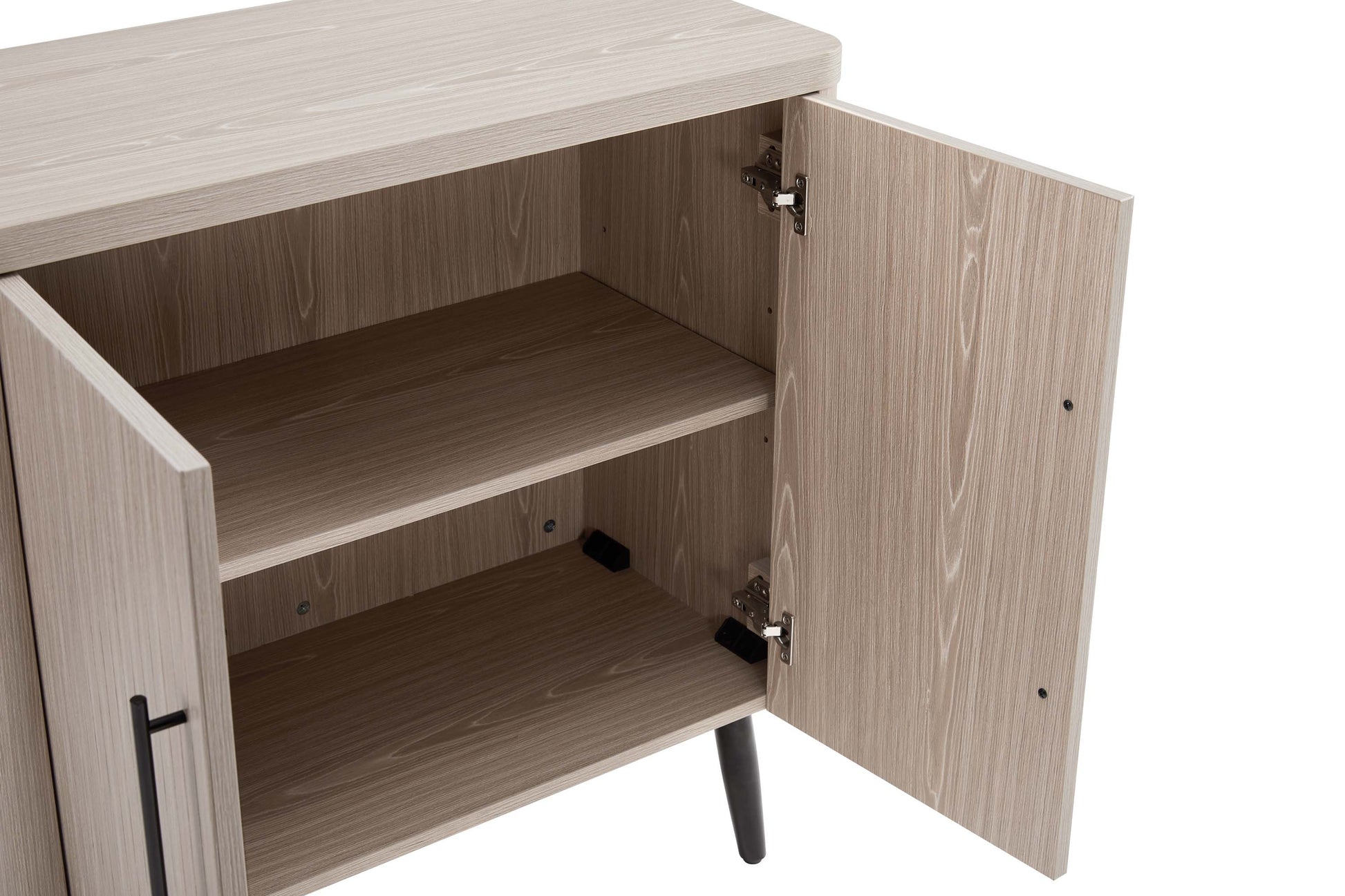 31.1" Whitewashed Oak Accent Cabinet - Mid-Century Style