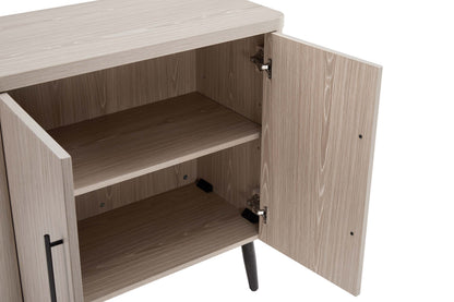 31.1" Whitewashed Oak Accent Cabinet - Mid-Century Style