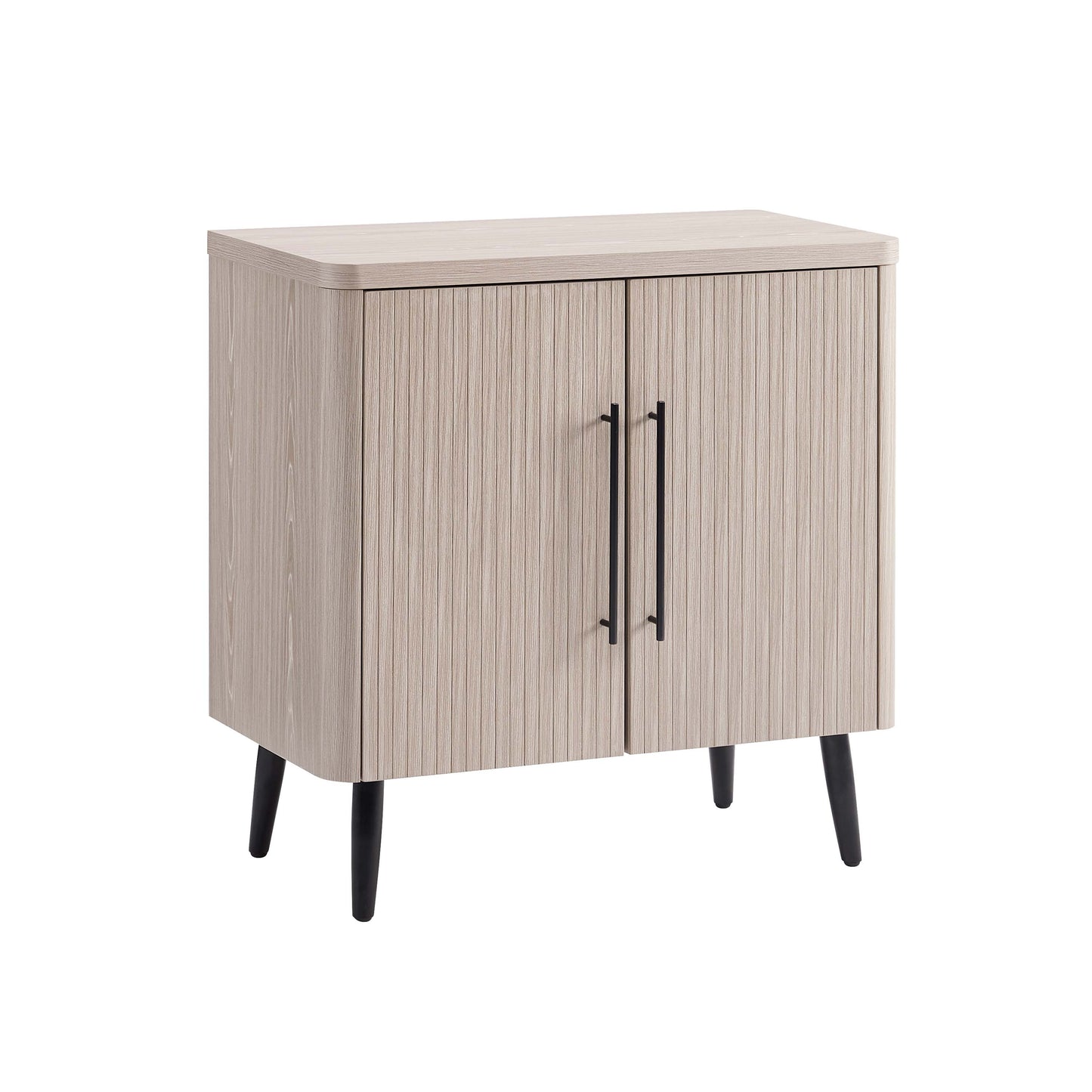 31.1" Whitewashed Oak Accent Cabinet - Mid-Century Style