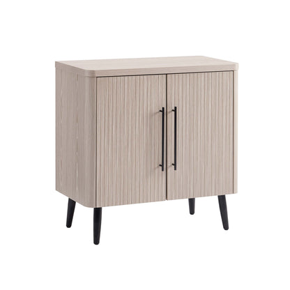 31.1" Whitewashed Oak Accent Cabinet - Mid-Century Style