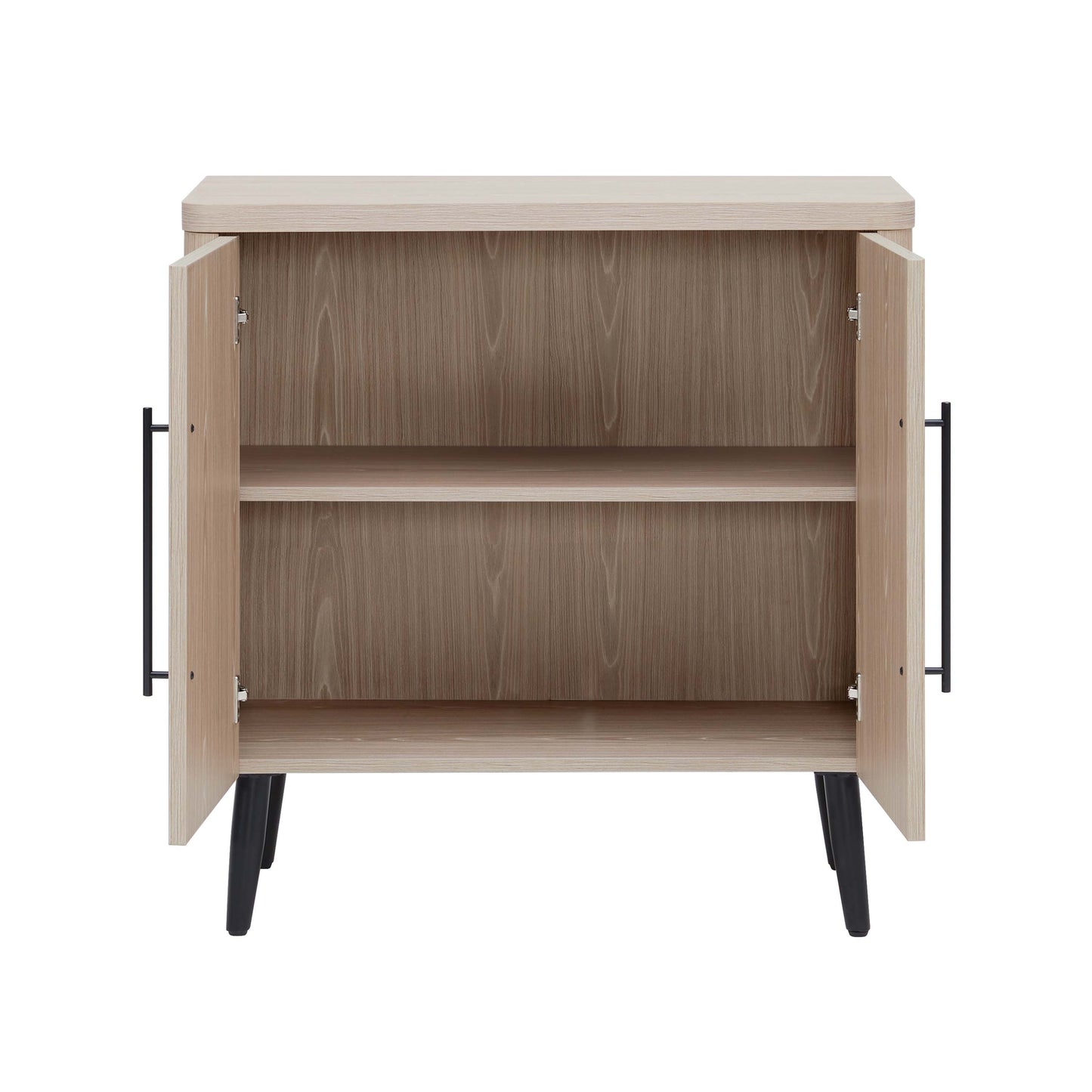 31.1" Whitewashed Oak Accent Cabinet - Mid-Century Style