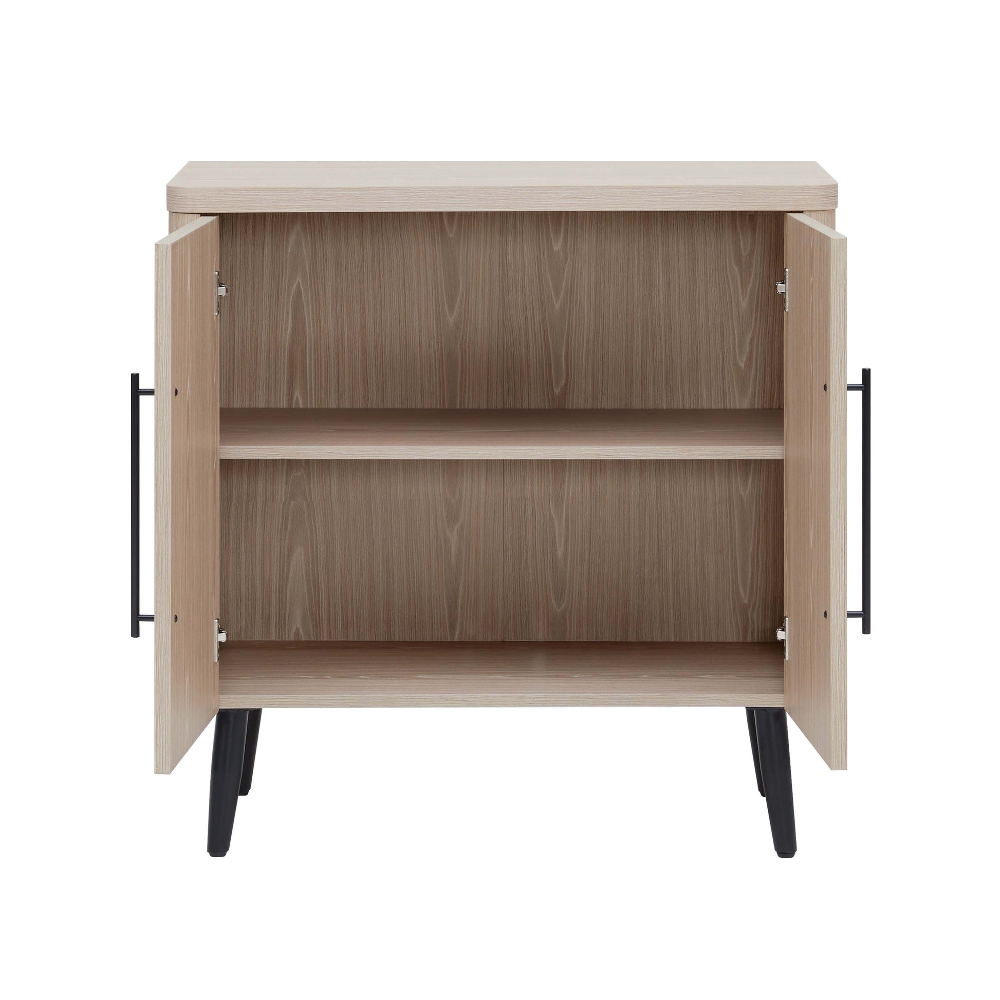 31.1" Whitewashed Oak Accent Cabinet - Mid-Century Style