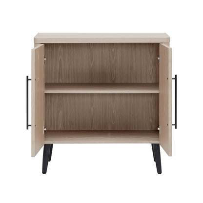 31.1" Whitewashed Oak Accent Cabinet - Mid-Century Style