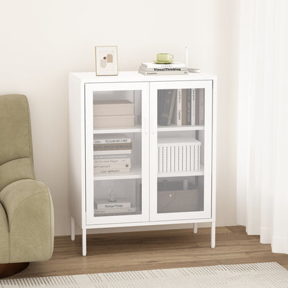 White Steel Accent Cabinet - 31.5" Storage Unit