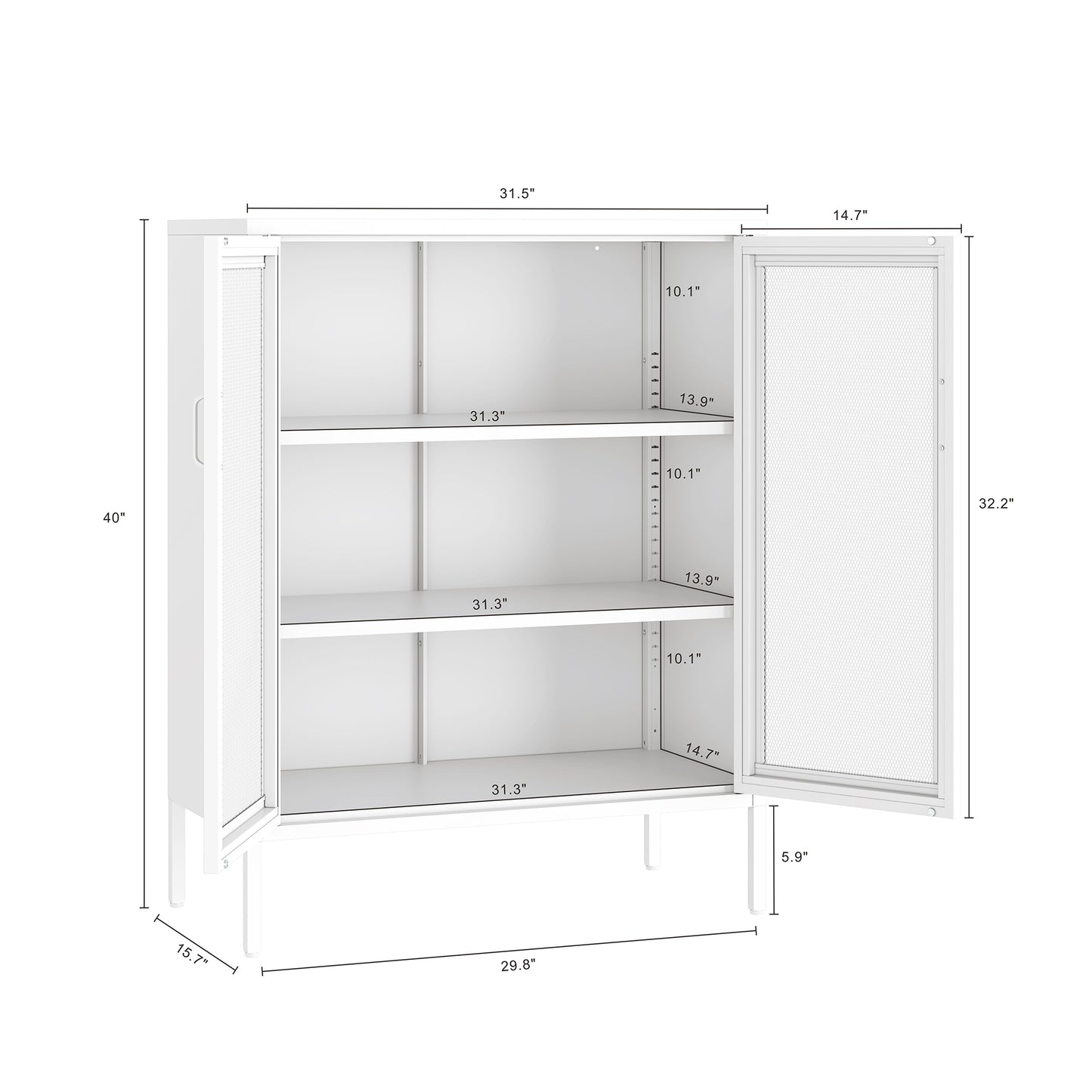 White Steel Accent Cabinet - 31.5" Storage Unit
