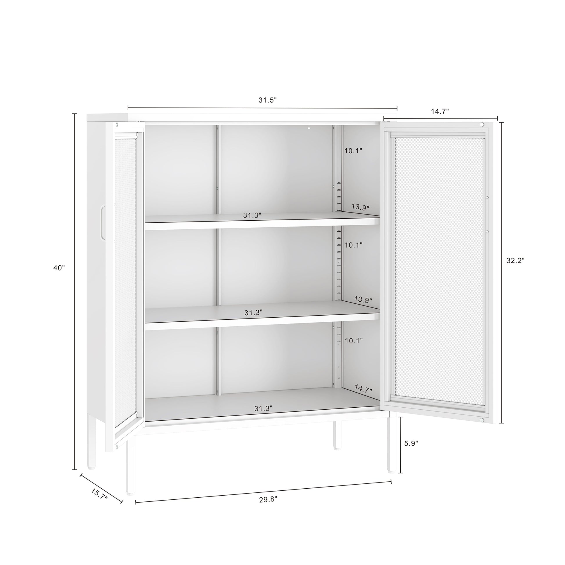 White Steel Accent Cabinet - 31.5" Storage Unit