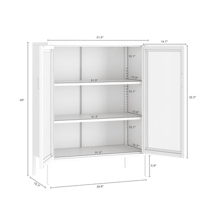 White Steel Accent Cabinet - 31.5" Storage Unit