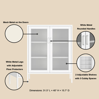 White Steel Accent Cabinet - 31.5" Storage Unit