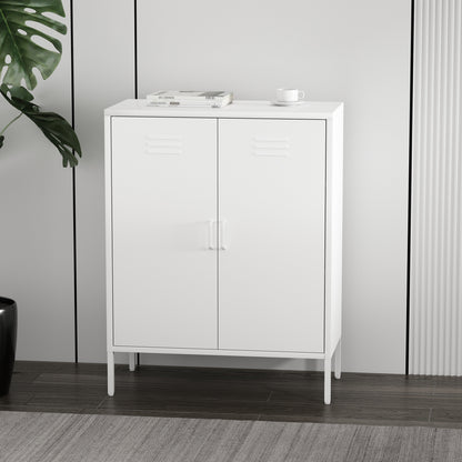 White Steel Accent Cabinet - 31.5" Storage Cabinet