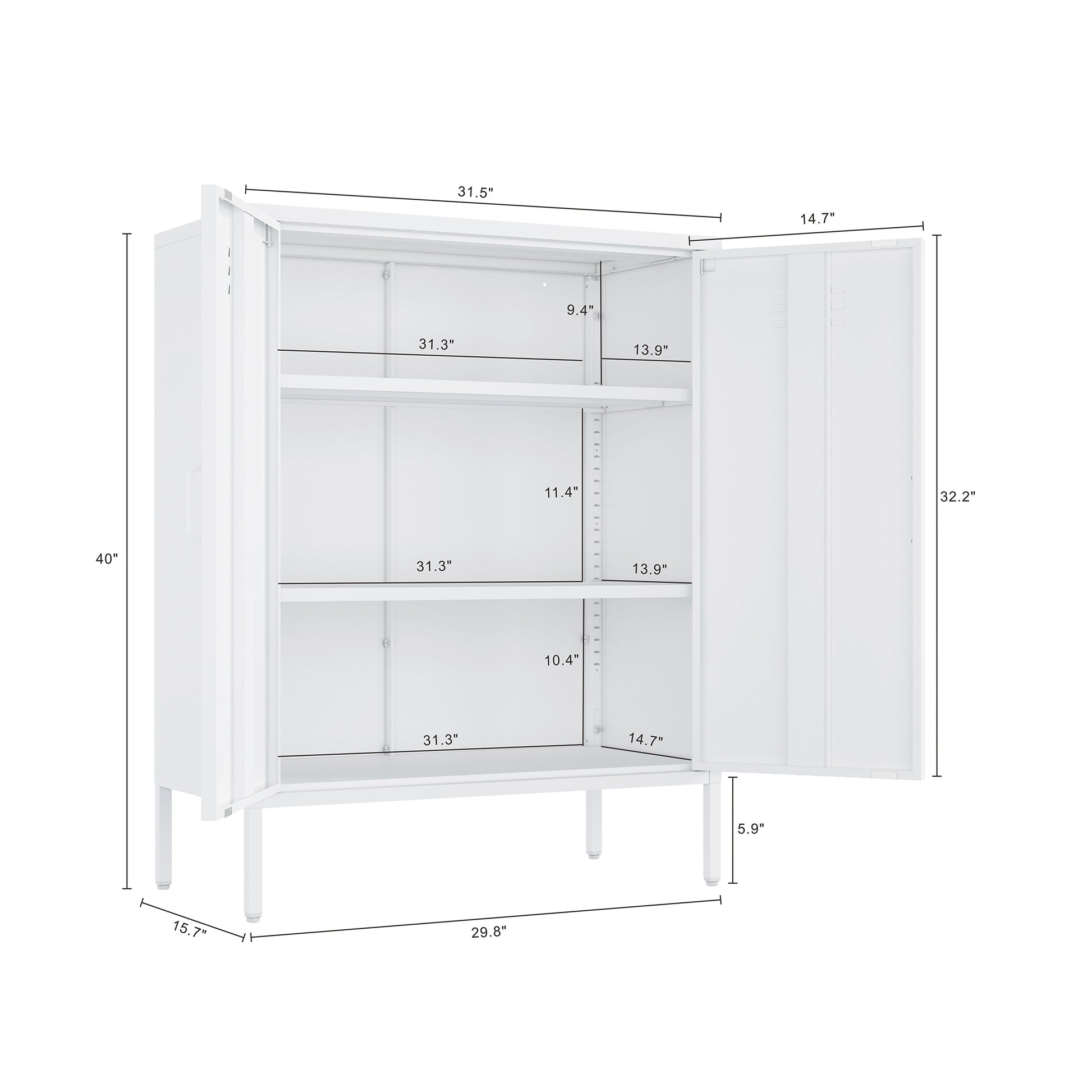 White Steel Accent Cabinet - 31.5" Storage Cabinet